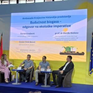 Serbisches Biogasverband-Panel am Stand der EU-Delegation auf der Landwirtschaftsmesse in Novi Sad